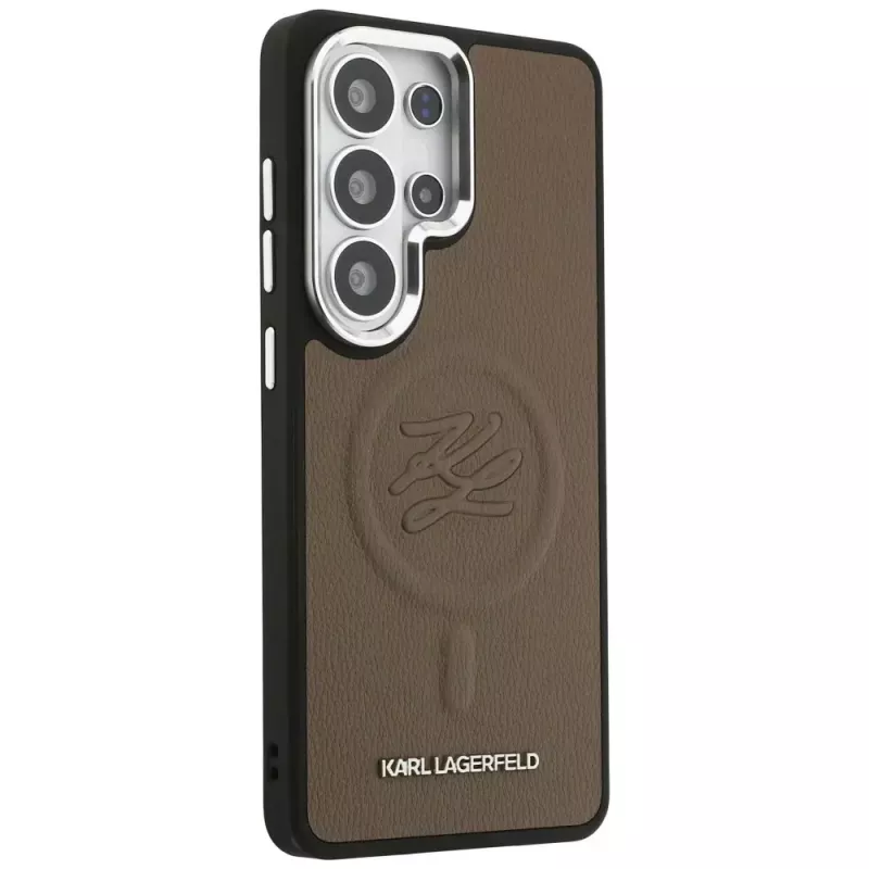 KARL LAGERFELD Embossed Ring Initials MagSafe -suojakotelo Samsung Galaxy S26 Ultralle, ruskea