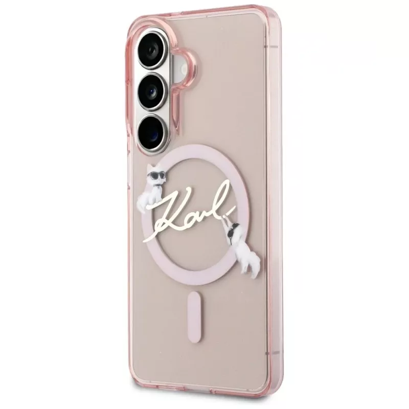 Karl Lagerfeld IML KC Script MagSafe -suojakotelo Samsung Galaxy S26:lle, pinkki