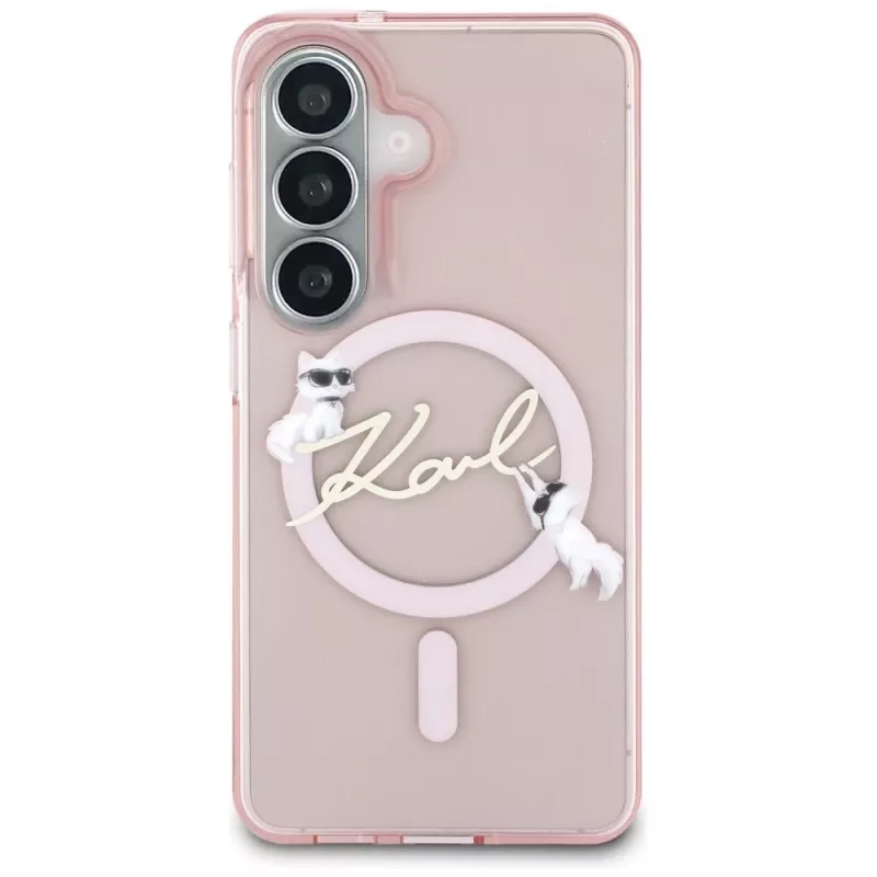 Karl Lagerfeld IML KC Script MagSafe -suojakotelo Samsung Galaxy S26:lle, pinkki