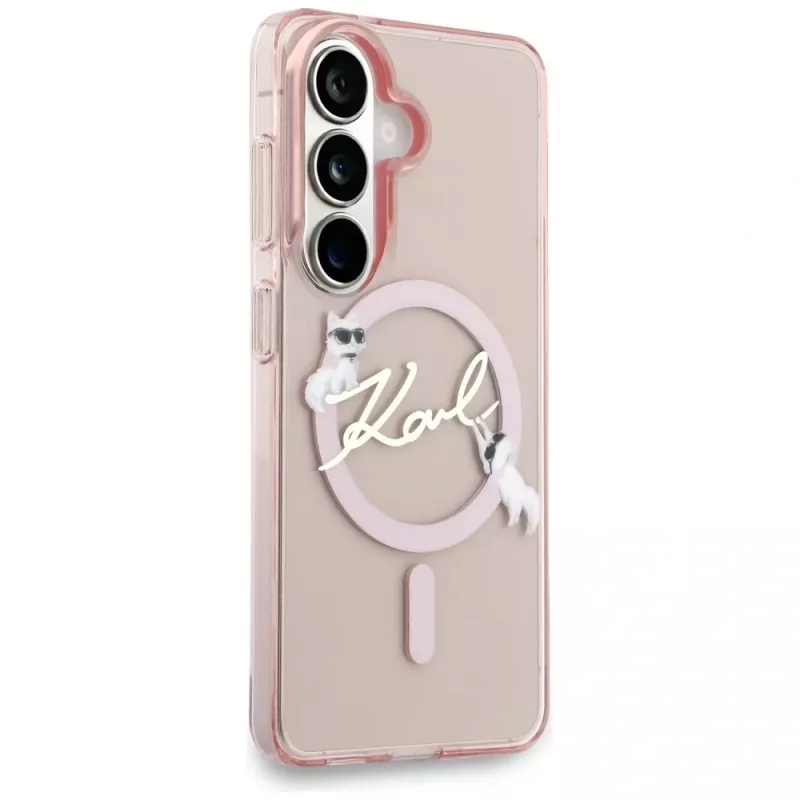 Karl Lagerfeld IML KC Script MagSafe -suojakotelo Samsung Galaxy S26:lle, pinkki