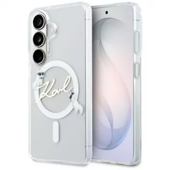 KARL LAGERFELD IML KC Script MagSafe -suojakotelo Samsung Galaxy S26:lle, läpinäkyvä