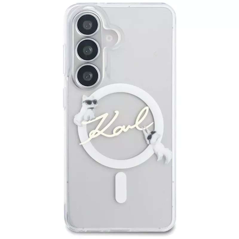 KARL LAGERFELD IML KC Script MagSafe -suojakotelo Samsung Galaxy S26:lle, läpinäkyvä