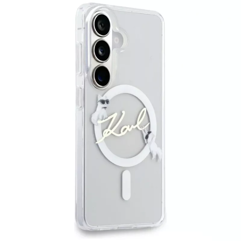 KARL LAGERFELD IML KC Script MagSafe -suojakotelo Samsung Galaxy S26:lle, läpinäkyvä