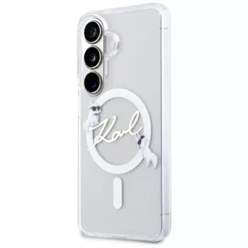 KARL LAGERFELD IML KC Script MagSafe -suojakotelo Samsung Galaxy S26+:lle, läpinäkyvä