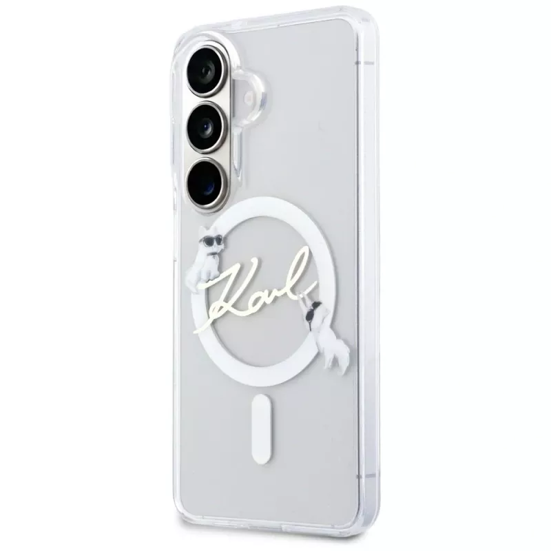KARL LAGERFELD IML KC Script MagSafe -suojakotelo Samsung Galaxy S26+:lle, läpinäkyvä