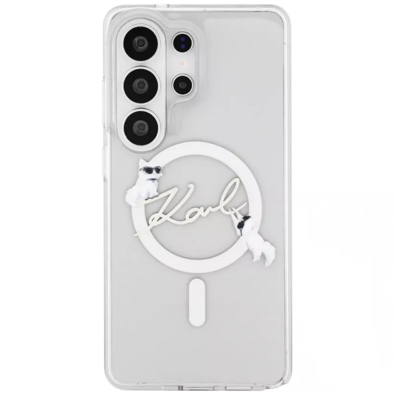 Karl Lagerfeld IML KC Script MagSafe -suojakotelo Samsung Galaxy S26 Ultralle (läpinäkyvä)