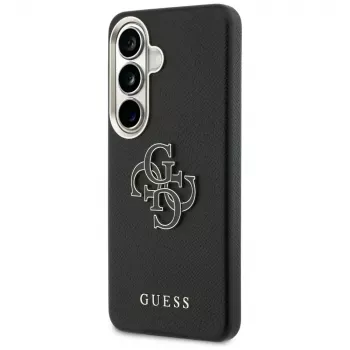 Guess Grained Big 4G Metal Logo -suojakotelo Samsung Galaxy S26:lle - musta