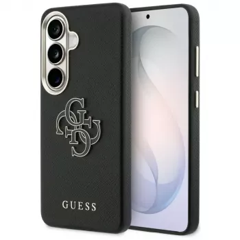 Guess Grained Big 4G Metal Logo -suojakotelo Samsung Galaxy S26+:lle, musta