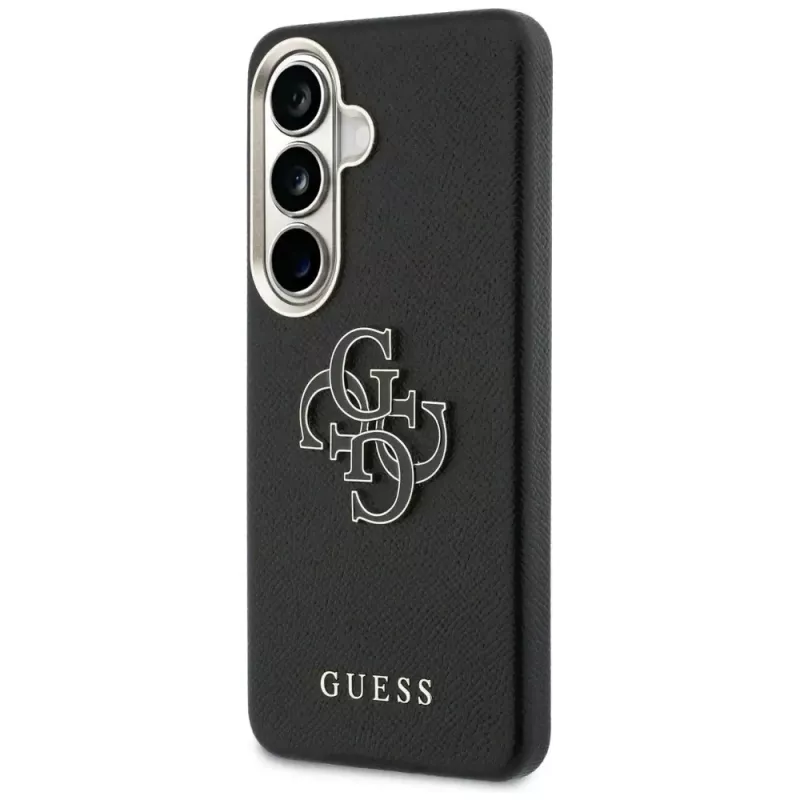 Guess Grained Big 4G Metal Logo -suojakotelo Samsung Galaxy S26+:lle, musta