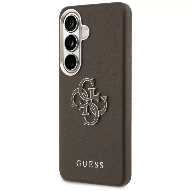 Guess Grained Big 4G Metal Logo -suojakotelo Samsung Galaxy S26+:lle, ruskea
