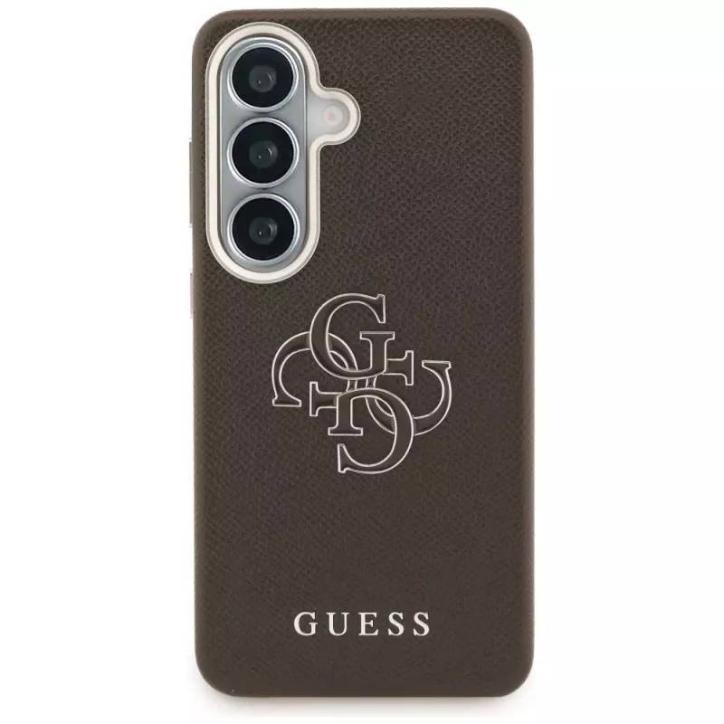Guess Grained Big 4G Metal Logo -suojakotelo Samsung Galaxy S26+:lle, ruskea