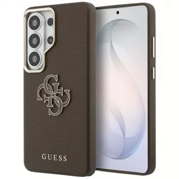 Guess Grained Big 4G Metal Logo -suojakotelo Samsung Galaxy S26 Ultralle - ruskea