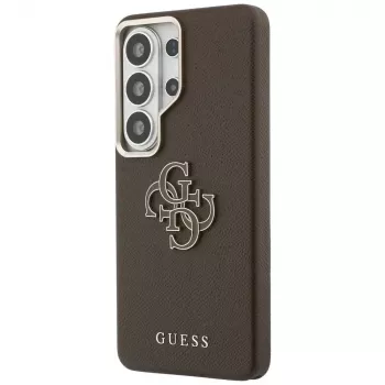 Guess Grained Big 4G Metal Logo -suojakotelo Samsung Galaxy S26 Ultralle - ruskea