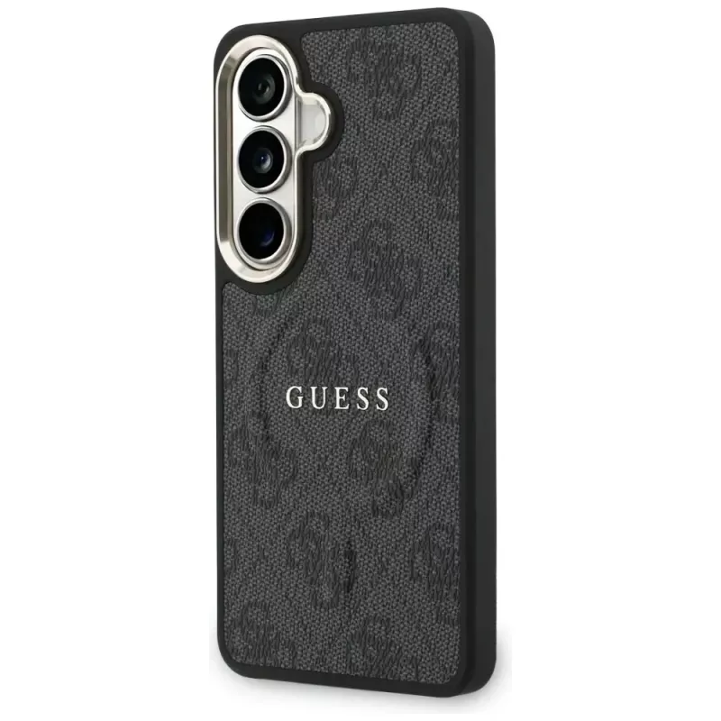 Guess 4G Embossed Ring MagSafe -suojakotelo Samsung Galaxy S26+:lle (musta)