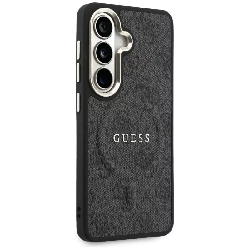 Guess 4G Embossed Ring MagSafe -suojakotelo Samsung Galaxy S26+:lle (musta)