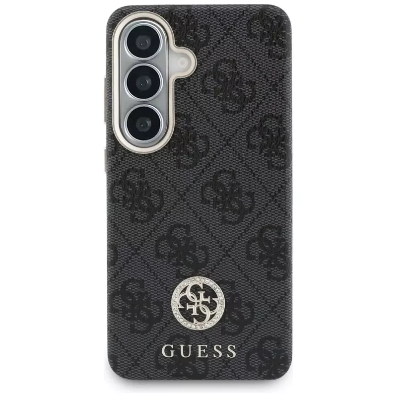 Guess 4G Rhinestone Round Logo MagSafe -suojakotelo Samsung Galaxy S26 (musta)