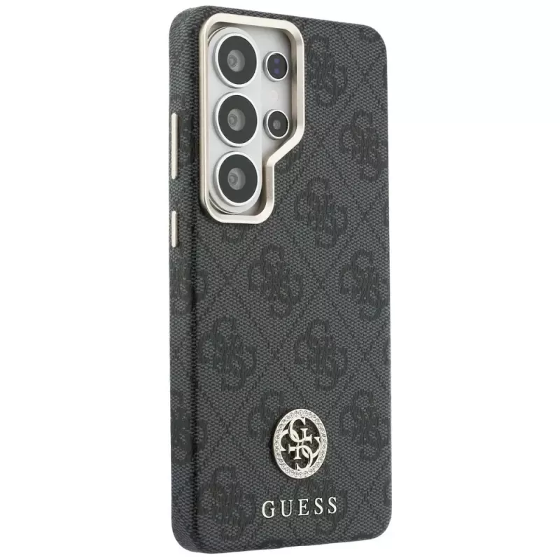 Guess 4G Rhinestone Round Logo MagSafe -suojakotelo Samsung Galaxy S26 Ultra (musta)