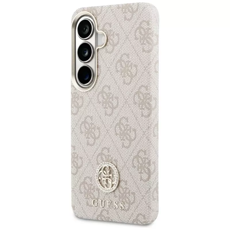 Guess 4G Rhinestone Round Logo MagSafe -suojakotelo Samsung Galaxy S26 (vaaleanpunainen)