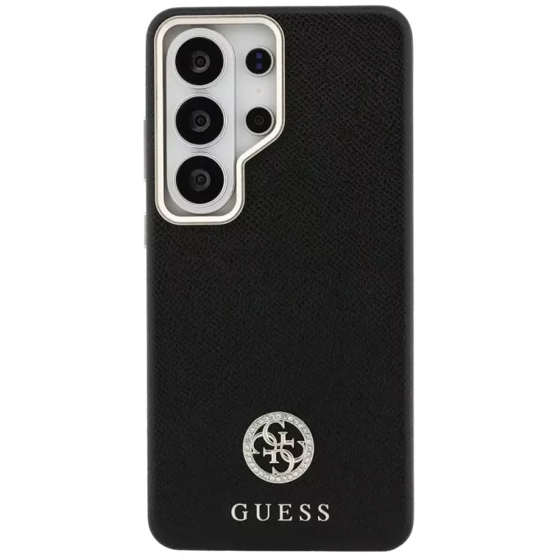 Guess Rhinestone Round Logo MagSafe -suojakotelo Samsung Galaxy S26 Ultra, musta
