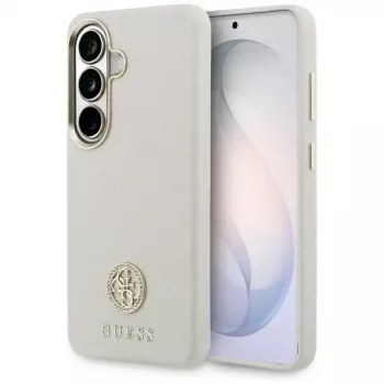 Guess Rhinestone Round Logo MagSafe -suojakotelo Samsung Galaxy S26 beige