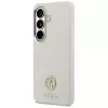 Guess Rhinestone Round Logo MagSafe -suojakotelo Samsung Galaxy S26 beige