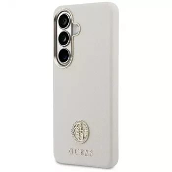 Guess Rhinestone Round Logo MagSafe -suojakotelo Samsung Galaxy S26 beige