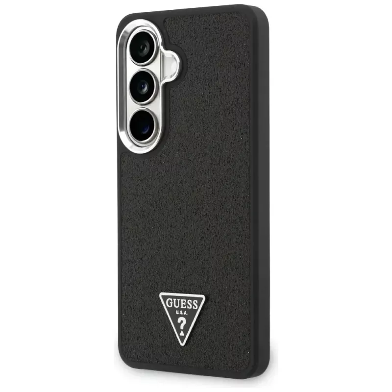 Guess Fixed Glitter Triangle MagSafe -suojakotelo Samsung Galaxy S26+ musta