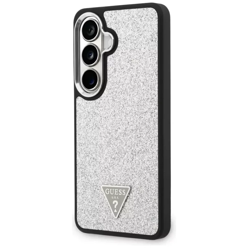 Guess Fixed Glitter Triangle MagSafe -suojakotelo Samsung Galaxy S26 - hopea