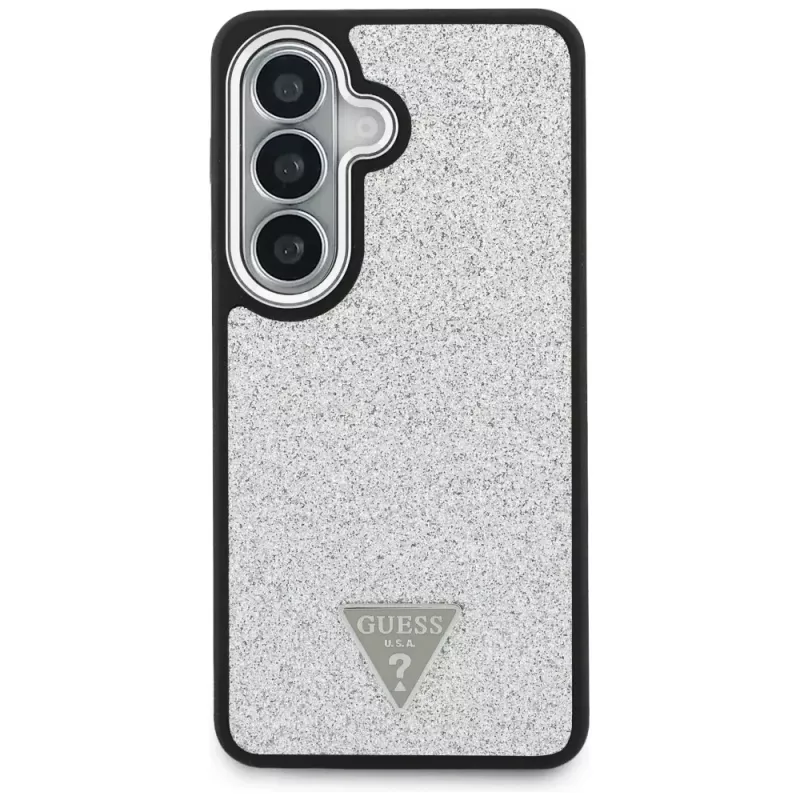 Guess Fixed Glitter Triangle MagSafe -suojakotelo Samsung Galaxy S26 - hopea
