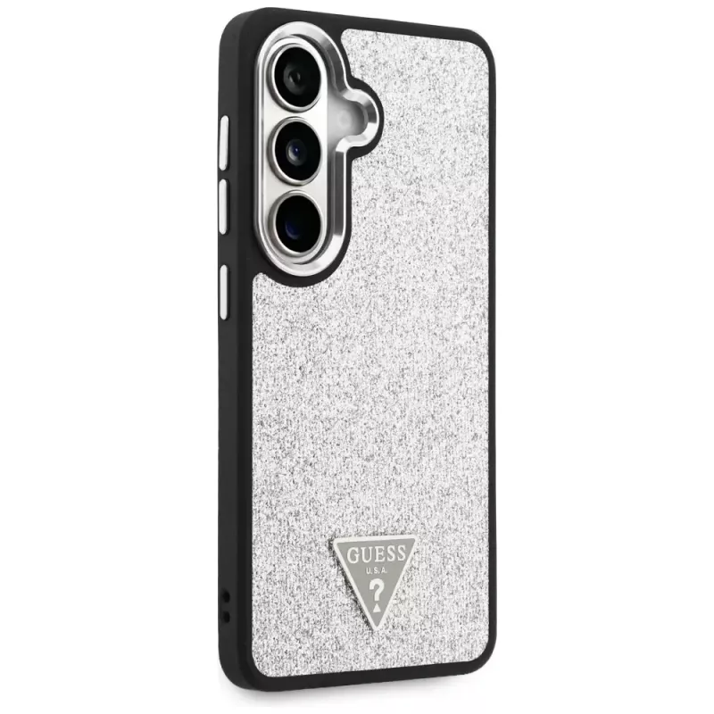 Guess Fixed Glitter Triangle MagSafe -suojakotelo Samsung Galaxy S26 - hopea