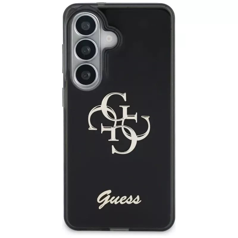 Guess IML Big Metal 4G Script -suojakotelo Samsung Galaxy S26 (musta)