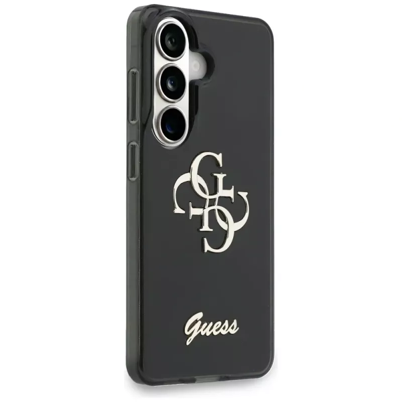 Guess IML Big Metal 4G Script -suojakotelo Samsung Galaxy S26 (musta)