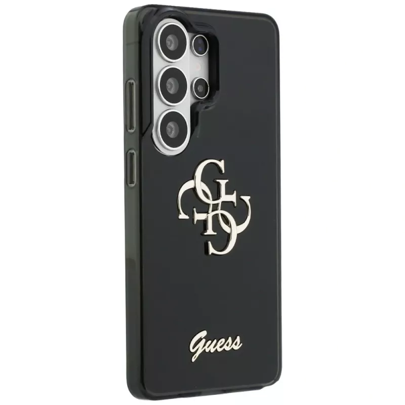 Guess IML Big Metal 4G Script -suojakotelo Samsung Galaxy S26 Ultra (musta)