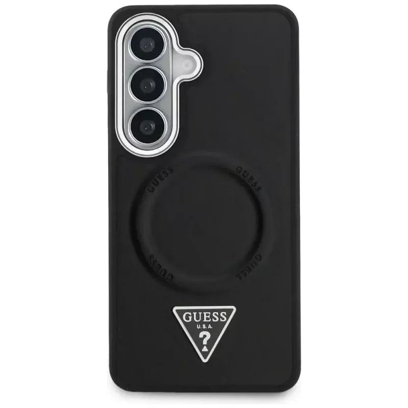 Guess Embossed Ring Triangle Logo MagSafe -suojakotelo Samsung Galaxy S26 musta