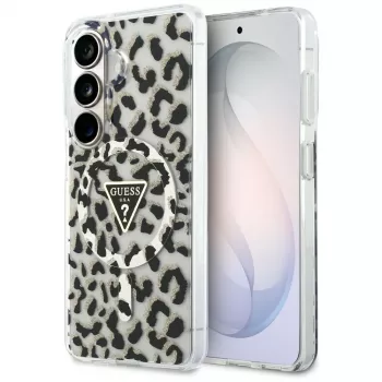 Guess IML Leopard Print Triangle MagSafe -suojakotelo Samsung Galaxy S26, musta
