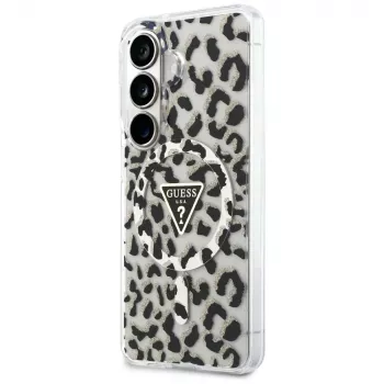 Guess IML Leopard Print Triangle MagSafe -suojakotelo Samsung Galaxy S26, musta
