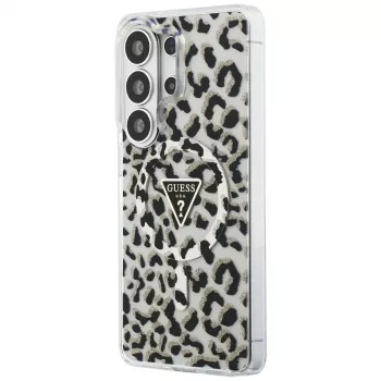 Guess IML Leopard Print Triangle MagSafe -suojakotelo Samsung Galaxy S26 Ultra (musta)