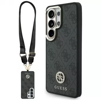 Guess 4G Big Rhinestone Triangle Strap MagSafe -kotelosetti Samsung Galaxy S26 Ultra - musta