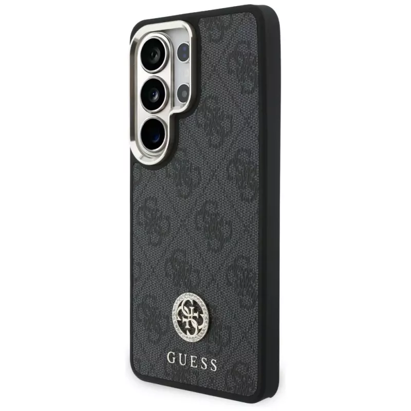 Guess 4G Big Rhinestone Triangle Strap MagSafe -kotelosetti Samsung Galaxy S26 Ultra - musta