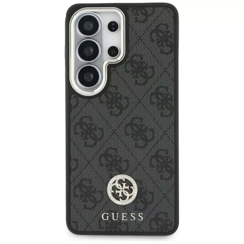 Guess 4G Big Rhinestone Triangle Strap MagSafe -kotelosetti Samsung Galaxy S26 Ultra - musta