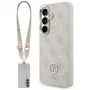Guess 4G Big Rhinestone Triangle Strap MagSafe -puhelinkotelo ja -hihnasetti Samsung Galaxy S26, vaaleanpunainen