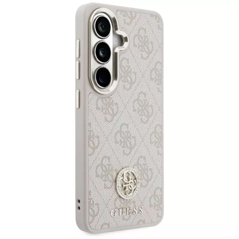Guess 4G Big Rhinestone Triangle Strap MagSafe -puhelinkotelo ja -hihnasetti Samsung Galaxy S26, vaaleanpunainen
