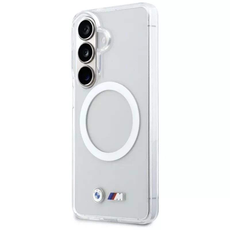 BMW IML Shockproof Metal Logo MagSafe -kotelo Samsung Galaxy S26:lle, läpinäkyvä