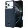 Mercedes Leder Semi Wrap Iconic Line MagSafe -kuori iPhone 17 Pro Navy