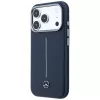 Mercedes Leder Semi Wrap Iconic Line MagSafe -kuori iPhone 17 Pro Navy