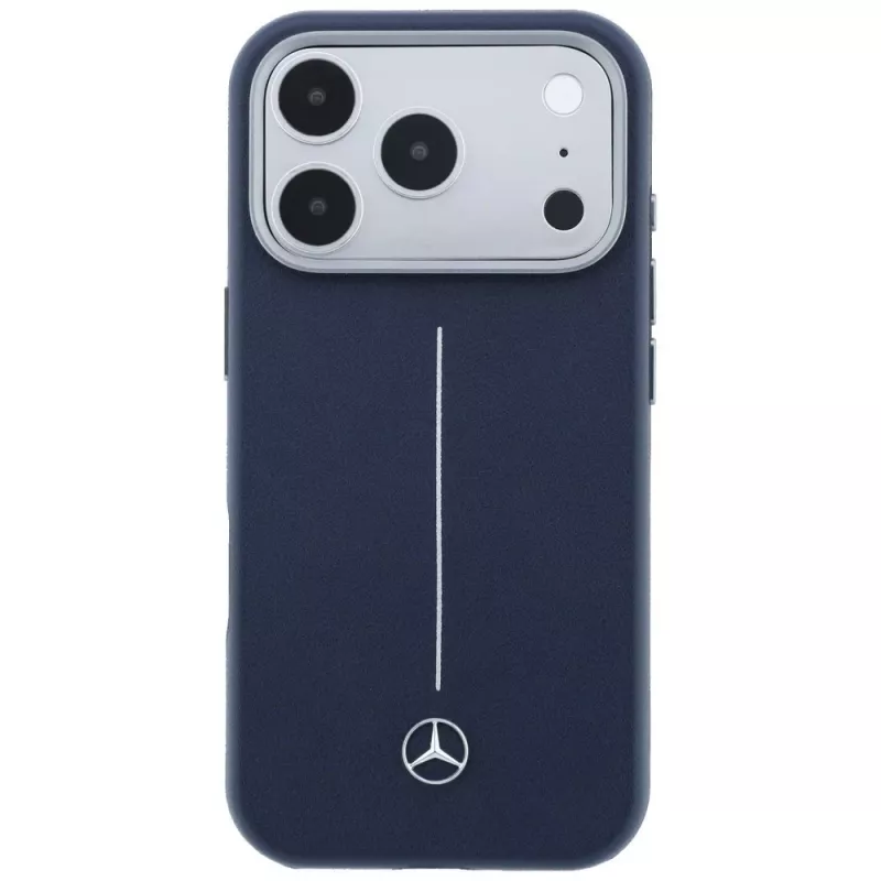 Mercedes Leder Semi Wrap Iconic Line MagSafe -kuori iPhone 17 Pro Navy