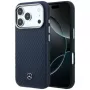 Mercedes Leather Semi Wrap Wood Effect MagSafe -kotelo iPhone 17 Pro Maxille, Navy Blue
