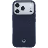 Mercedes Leather Semi Wrap Wood Effect MagSafe -kotelo iPhone 17 Pro Maxille, Navy Blue
