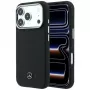 Mercedes Leather Semi Wrap GrillPattern MagSafe -kuori iPhone 17 Pro musta