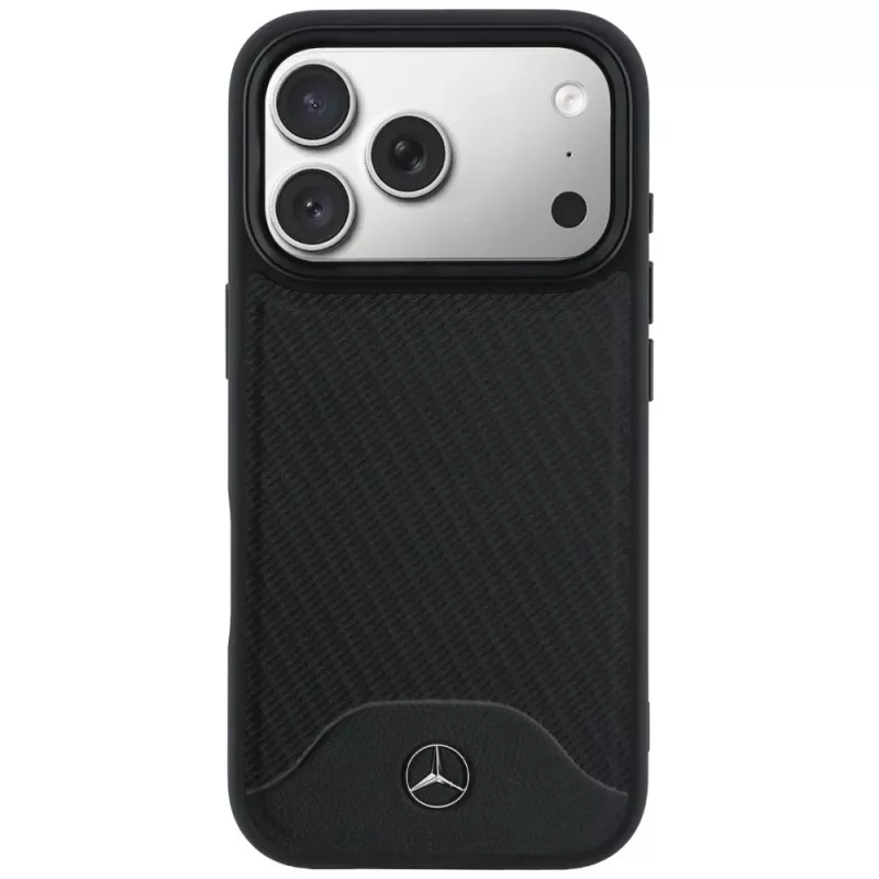Mercedes-Benz nahkainen puuvaikutelma ja Curve MagSafe -suojakuori iPhone 17 Pro, musta